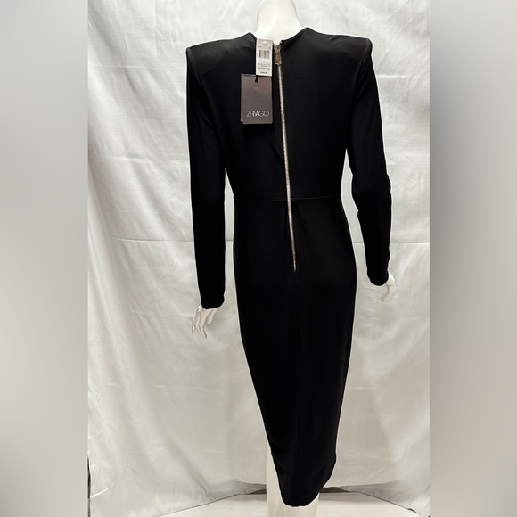 Zhivago Padded Shoulder Gold Accented Dress - Picture 6 of 15